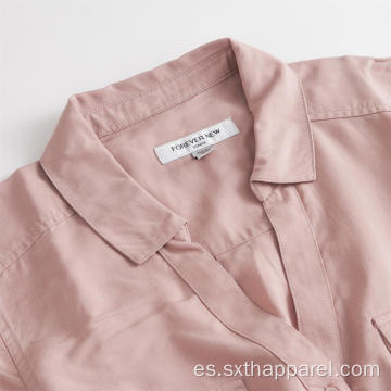 Camisa de manga corta de tencel larga para mujer